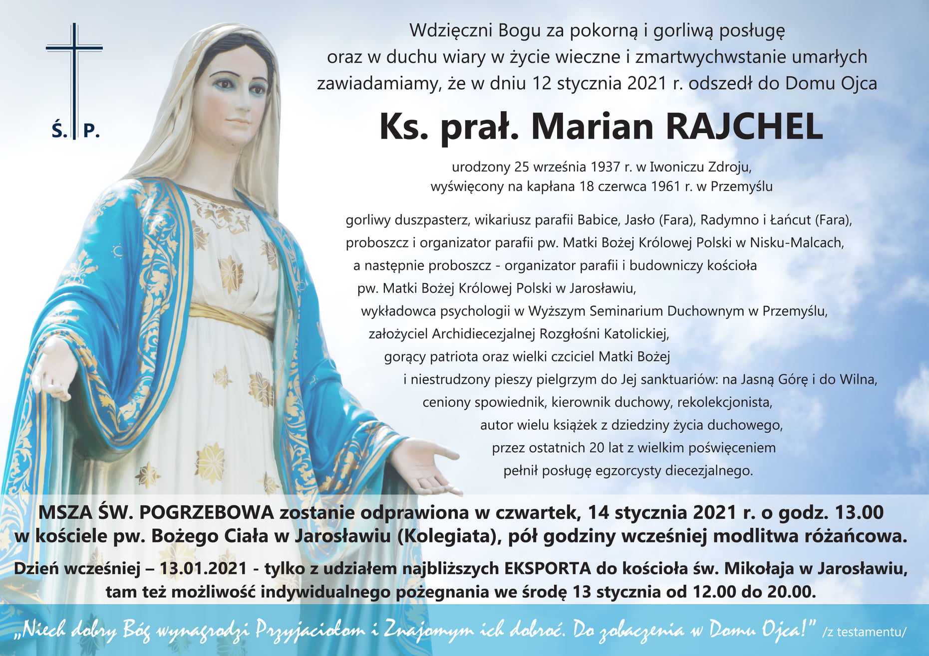 „Bardzo ważne, żeby&nbsp;kotwicę nadziei zarzucić w&nbsp;życiu wiecznym” ks.&nbsp;Marian Rajchel